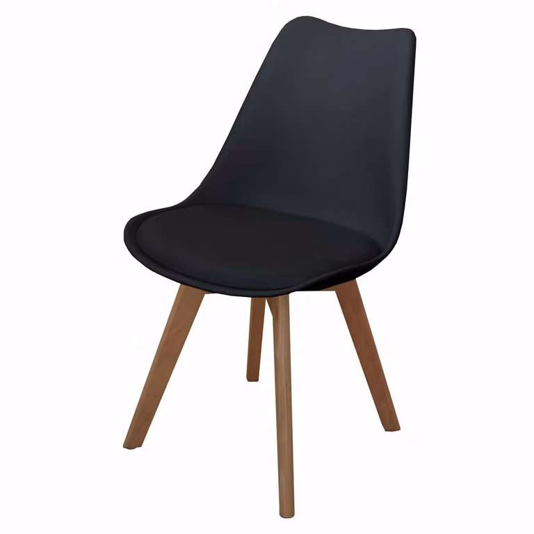 Sedia nera con gambe in legno di faggio VESTIAMO CASA H 83 x L 53,5 x P 48,5 cm