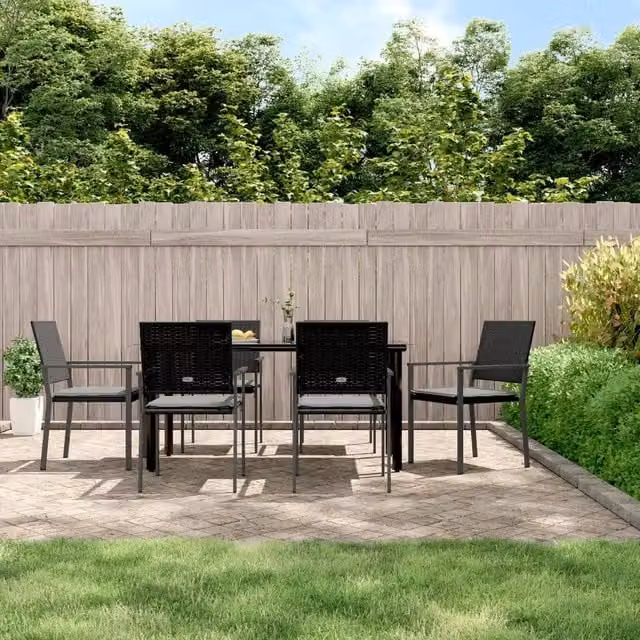 Set Pranzo da Giardino 7 pz con Cuscini in Polyrattan e Acciaio 3187026