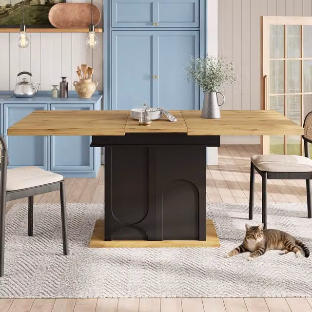 Tavolo da pranzo allungabile Mivray moderno in MDF e metallo nero e marrone L/P/H: 110 x 80 x 76 cm