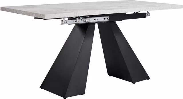 Tavolo da pranzo moderno allungabile Aosom con effetto marmo astratto, Nero e Grigio, L: 159 cm, P: 74 cm, H: 77 cm