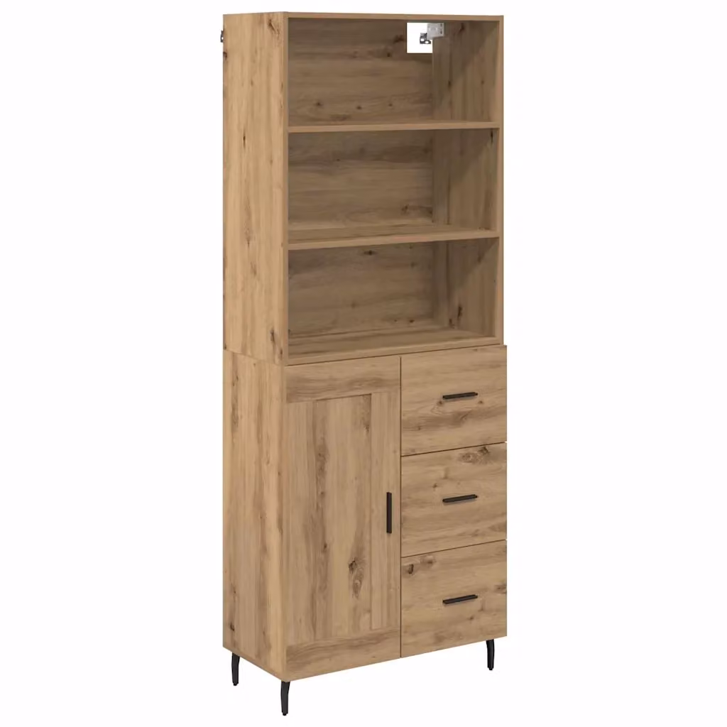 Set di 2 credenze moderne vidaXL in rovere marrone con ante a battente e ripiani interni L: 69,5 cm, P: 32,5 cm, H: 180 cm – 2