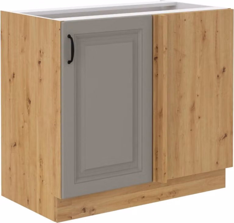 Armadietto allungato ad angolo SOPHIA - larghezza 105 cm, grigio chiaro / rovere artisan