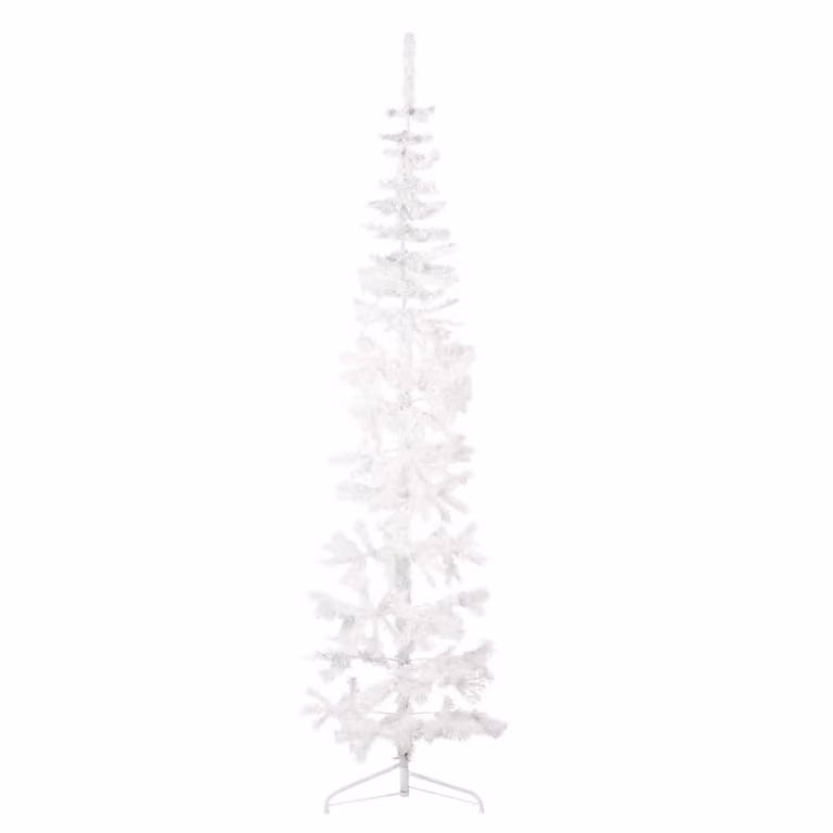 Albero Natale Artificiale Sottile a Metà Supporto Bianco 210 cm