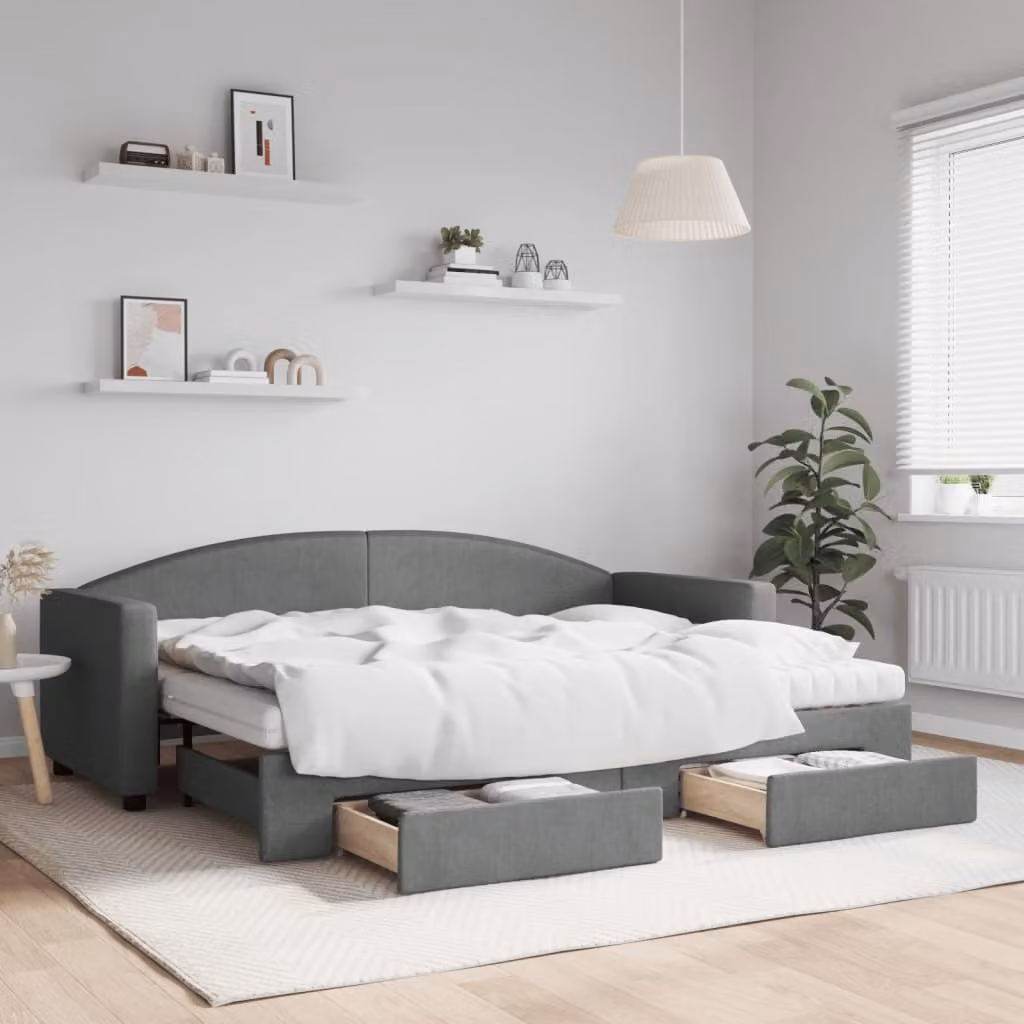 Maison Exclusive - Divano letto estraibile con cassetti, grigio scuro, 80x200 cm, tessuto