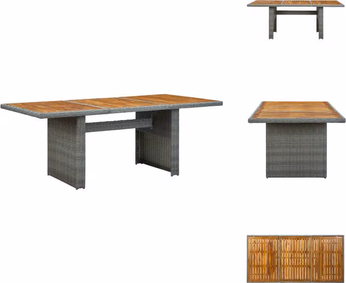 vidaXL Tavolo da giardino grigio chiaro in poly rattan e legno massiccio di acacia - Tavoli da giardino