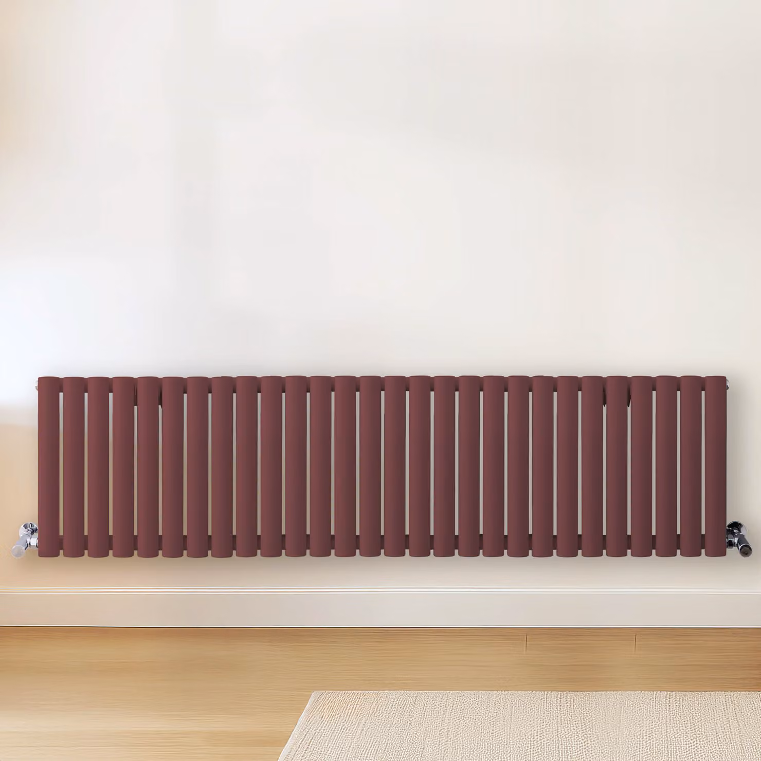 Radiatore di Design Orizzontale Rosso (Booth Rosso) - 400mm x 1647mm - Pannello Doppio  - Revive