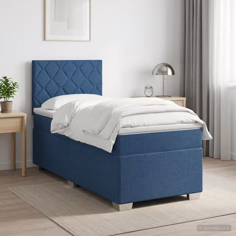 Maison Exclusive - Letto boxspring con materasso e testiera Blu 90 x 190 cm Tessuto