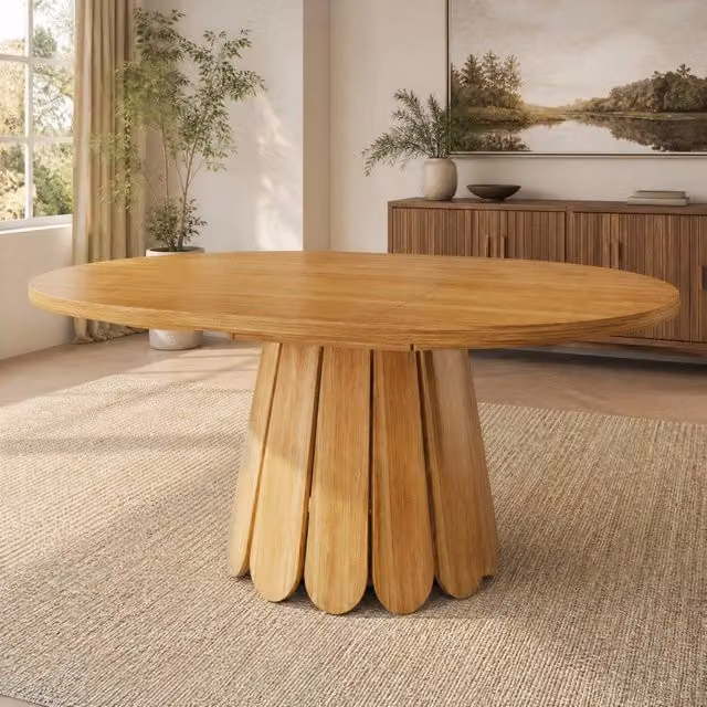 Tavolo da pranzo allungabile REDOM rotondo in MDF marrone L/P/H: 118-158 x 118 x 76,8 cm