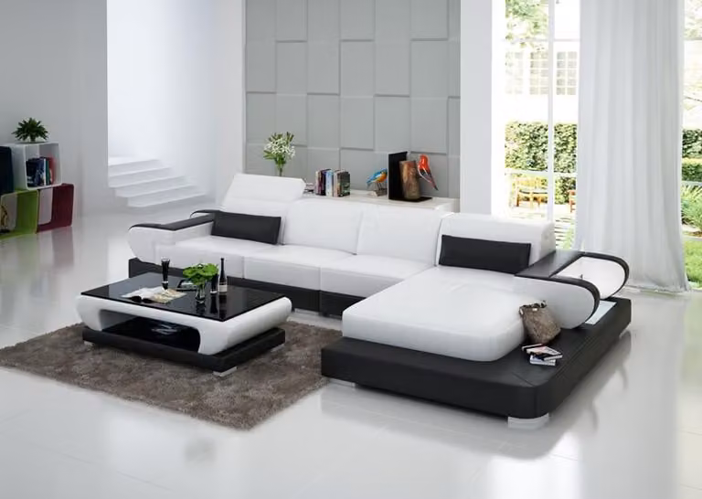 Ledersofa Couch Wohnlandschaft Ecksofa Eck Garnitur Design Modern Sofa G8002C