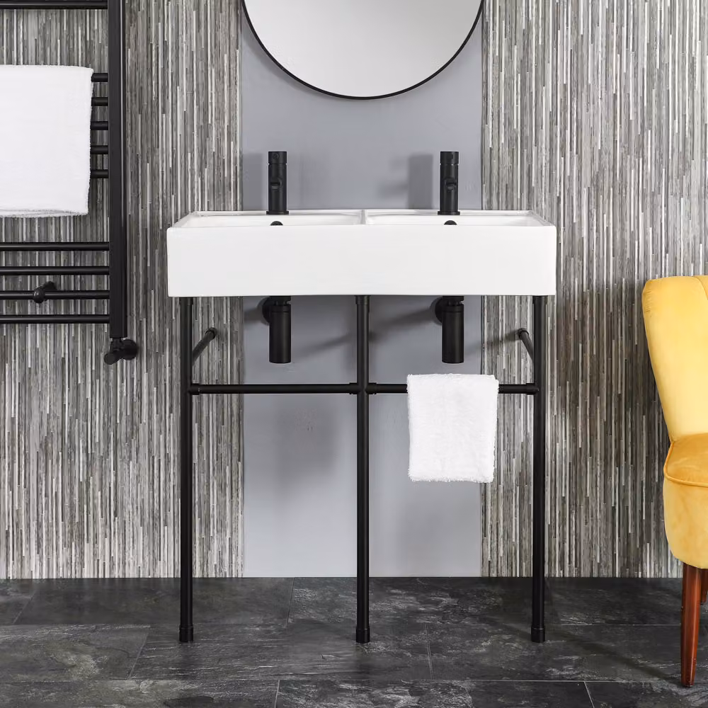Lavabo Doppio con Consolle Nera – 820 mm x 420 mm – Halwell