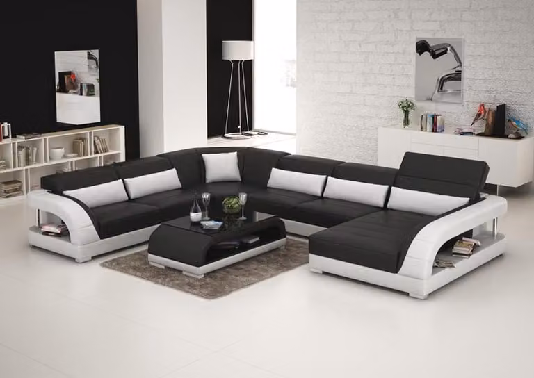 Ledersofa Couch Wohnlandschaft Ecksofa Eck Garnitur Design Modern Sofa G8016
