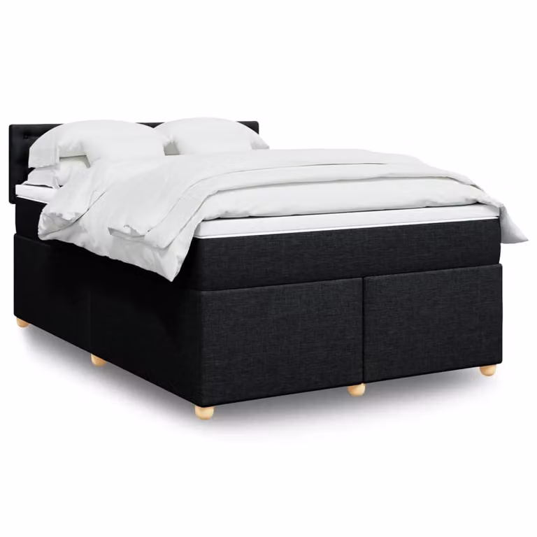 vidaXL Letto Ibrido con Giroletto a Molle e Materasso in Tessuto Nero L/P/H: 160 x 200 cm