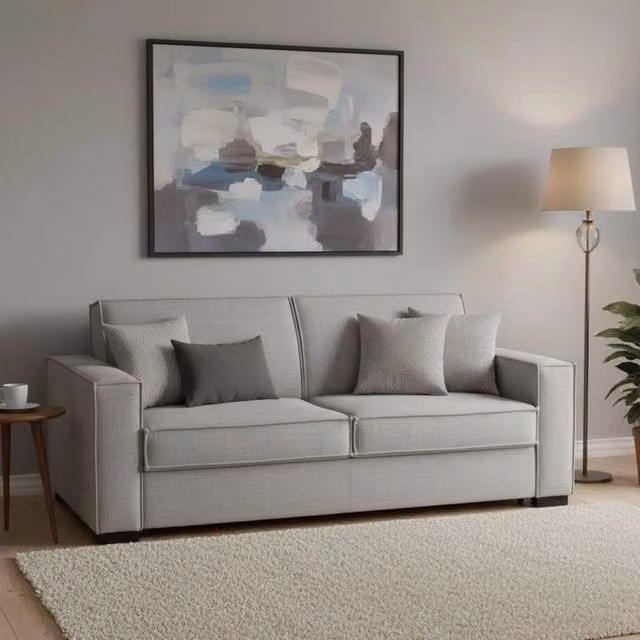 Divano Letto Asteroide Talamo Italia, Sofà 3 Posti Moderno in Tessuto Grigio con Apertura Girevole, L: 220 cm, H: 90 cm, P: 95 cm