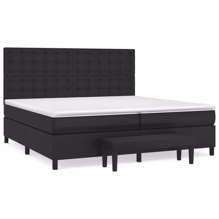 Giroletto a Molle con Materasso Nero 200x200 cm in Pelle finta