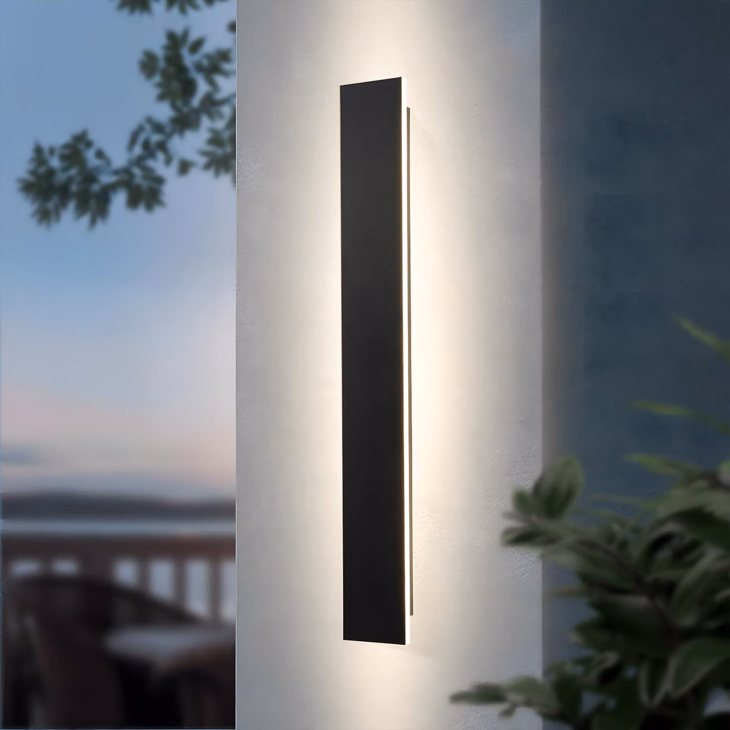 Lampada a LED da parete, 60 cm, 12W, grado di protezione IP65, temperatura di colore 4000K, colore nero, materiali: alluminio e acrilico