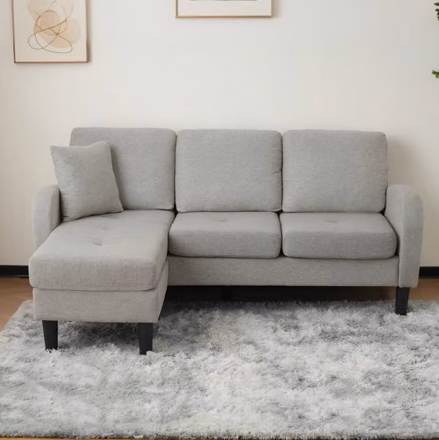 Divano angolare modulare con chaise longue, 166 x 118 x 77 cm, grigio