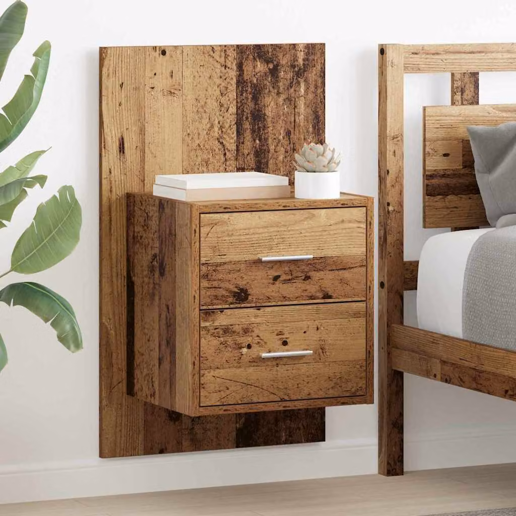 Set di 2 comodini sospesi vidaXL in legno vecchio marrone stile rustico