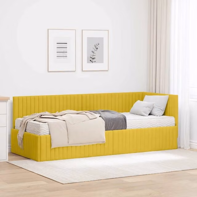 Struttura Letto Angolare con Materasso 2 pz Giallo 80 x 200 cm 3393804