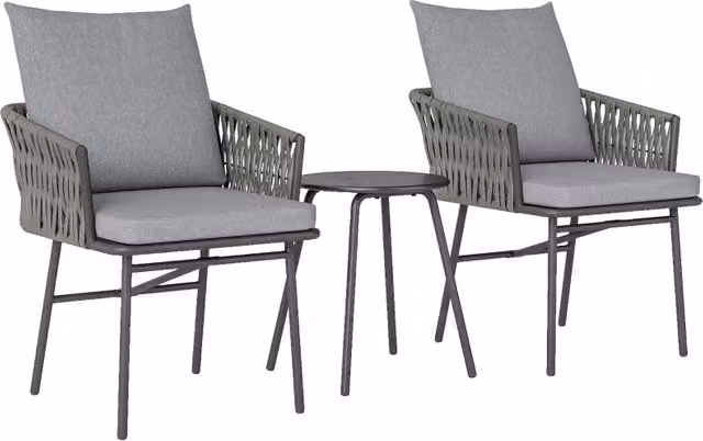 Set da bistrot in rattan composto da 3 pezzi, con sedute, set di mobili da giardino con 2 sedie da giardino, tavolino, cuscini sfoderabili, set di