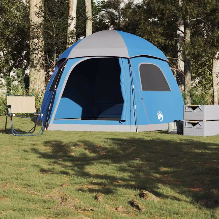Tenda Familiare Igloo vidaXL per 6 Persone Blu Impermeabile in Poliestere e Fibra di Vetro