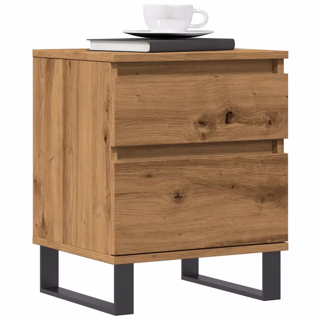 Comodino moderno vidaXL in legno e metallo marrone, sospeso a parete, L: 40 cm, P: 35 cm, H: 50 cm