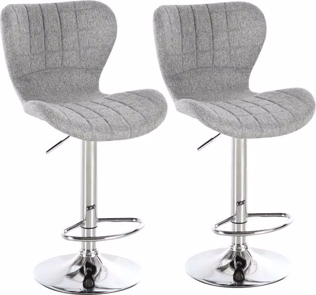 Sgabelli da Bar Minimal Girevoli con Schienale in Tessuto Grigio e Altezza Regolabile