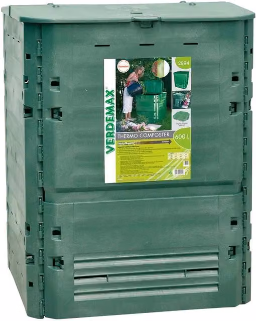 Compostiera da Giardino 600L 80x80xH104cm Rama Thermo-King Verde