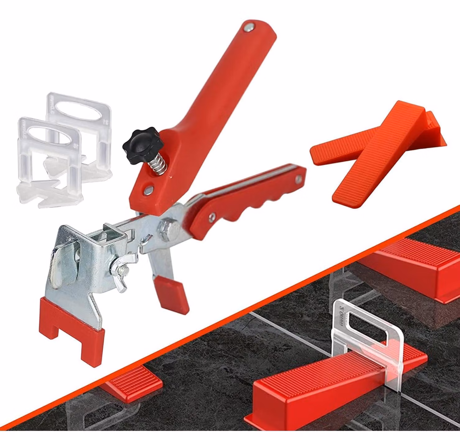 Sistema di livellamento piastrelle - Clip per piastrelle - 1,5 mm - 400 pezzi - Cunei e pinza