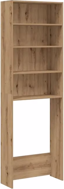 Mobile per lavatrice in legno rovere marrone con ripiani interni e ante, L: 64 cm, P: 24 cm, H: 190 cm