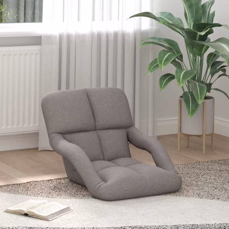 Sedia da pavimento regolabile con braccioli vidaXL in tessuto beige e grigio
