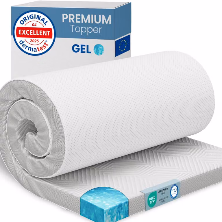 Topper per materasso in gel e schiuma memory, spesso 5 cm, dimensioni 90x200 cm, con rivestimento in rete 3D traspirante, ideale per la camera da letto