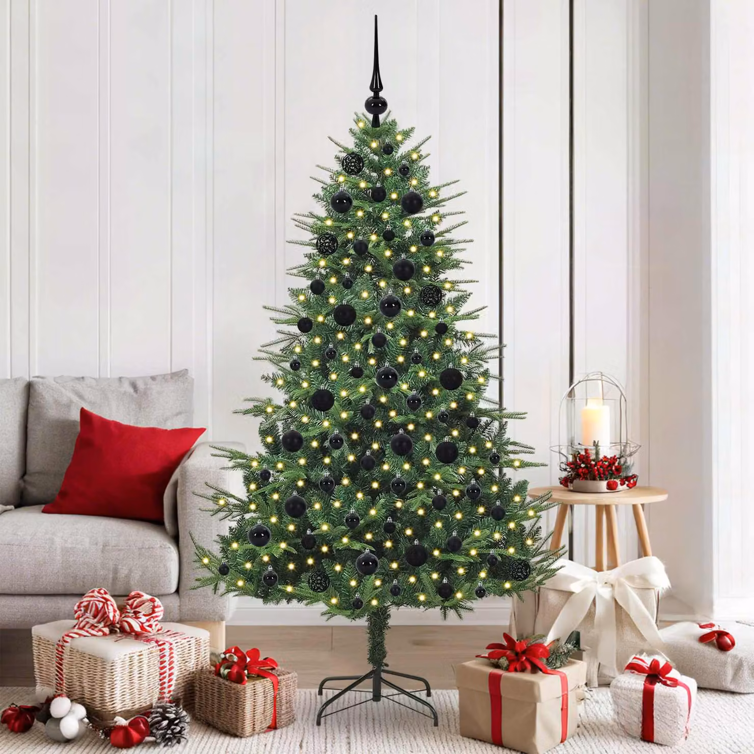 vidaXL Albero di Natale Artificiale Pre-illuminato con Set di Palline