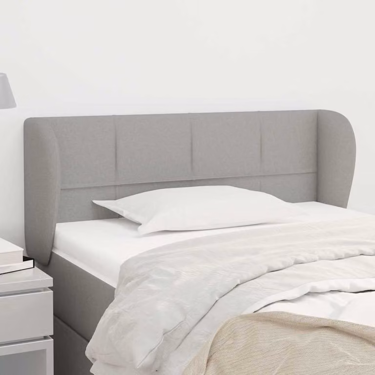 Testiera ad orecchio vidaXL in tessuto grigio chiaro con struttura in legno L: 83 cm, P: 23 cm, H: 78-88 cm