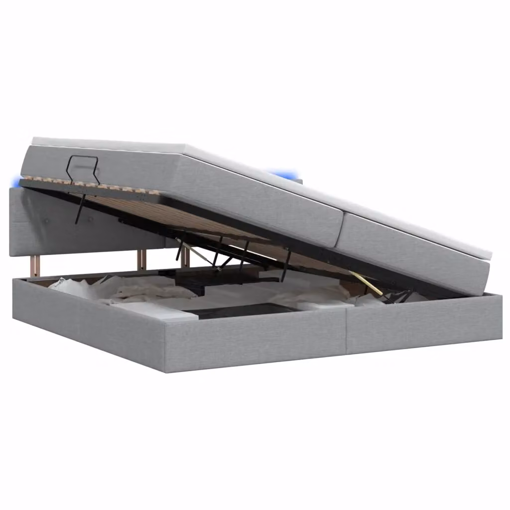 Letto con contenitore e materasso vidaXL Grigio, con illuminazione LED e porte USB, L/P/H: 200 x 140 x 204 cm – 2