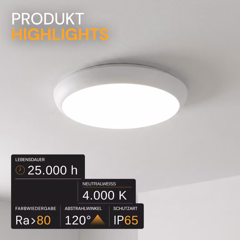 ENOVALITE Plafoniera LED, EEK: F, 18W, 1880lm, 4000K, Ø250mm