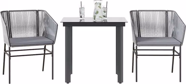 Maison Exclusive - Set da Pranzo da Giardino 3 pz con Cuscini in Polyrattan Vetro