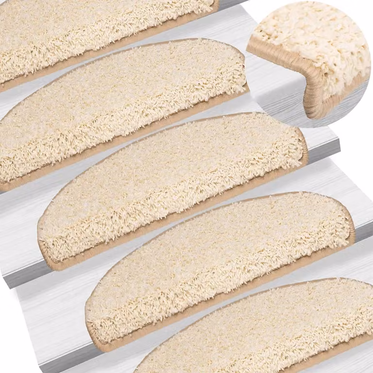 Set di 10 tappetini per scale semicircolari vidaXL, colore beige, L 65 cm x P 40 cm x H 2 cm, in polipropilene autoadesivi e fonoassorbenti