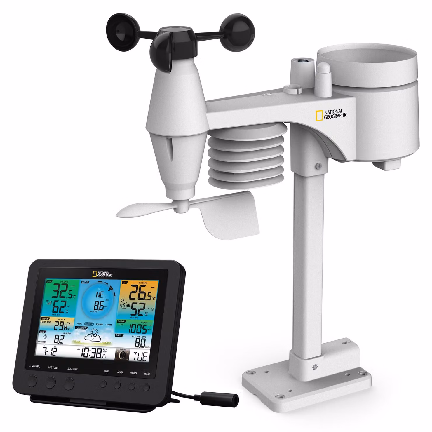 Stazione meteorologica National Geographic Profi, con connessione Wi-Fi e sensore esterno 7-in-1