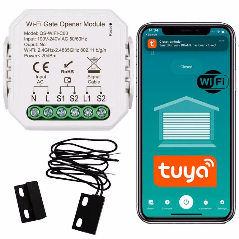 WiFi Garagedeuropener - 230 V corrente alternata - Contatto normalmente aperto - Alloggiamento in plastica