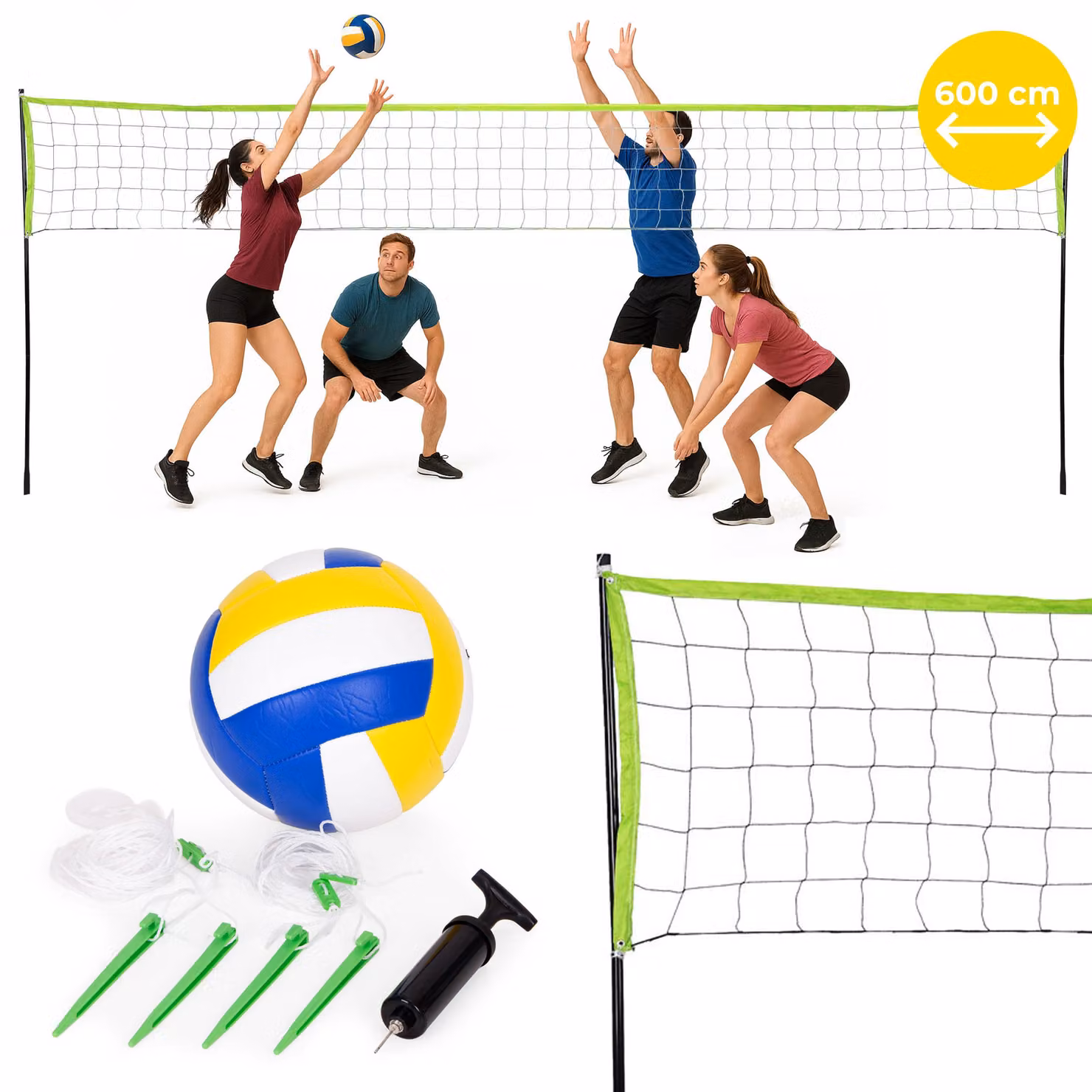 Rete da badminton 600x240 cm, pieghevole e resistente, MOVEPRO