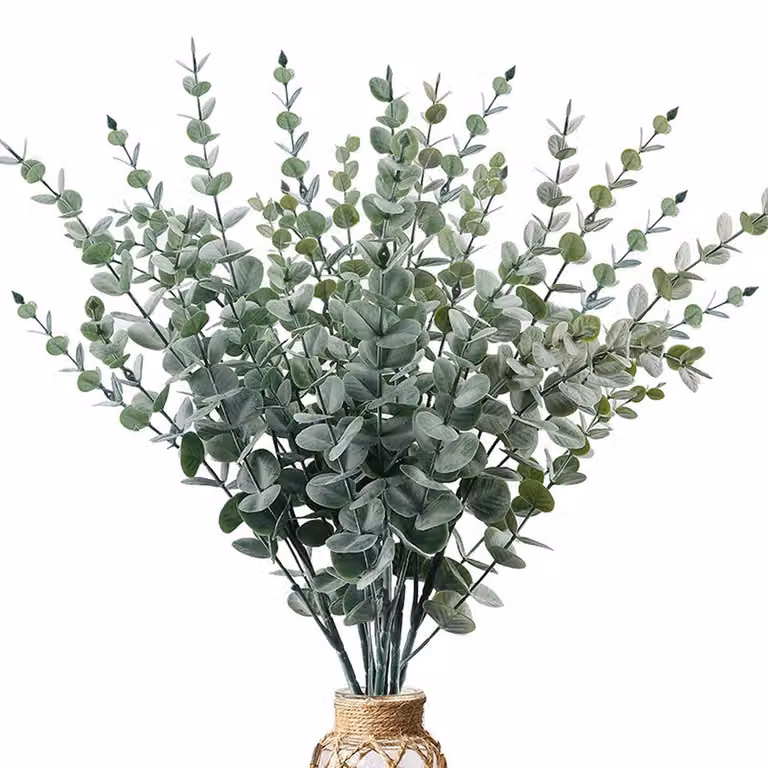 Rami di eucalipto artificiali, confezione da 30 pezzi, lunghezza 38 cm, realizzati in plastica e filo di ferro