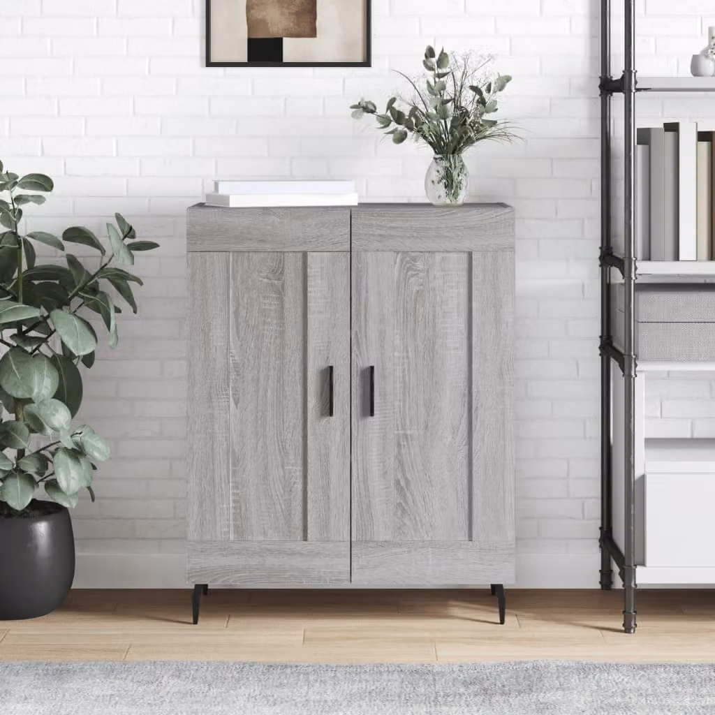 Credenza vidaXL in Legno Multistrato Grigio, L 69,5 cm x P 34 cm x H 90 cm