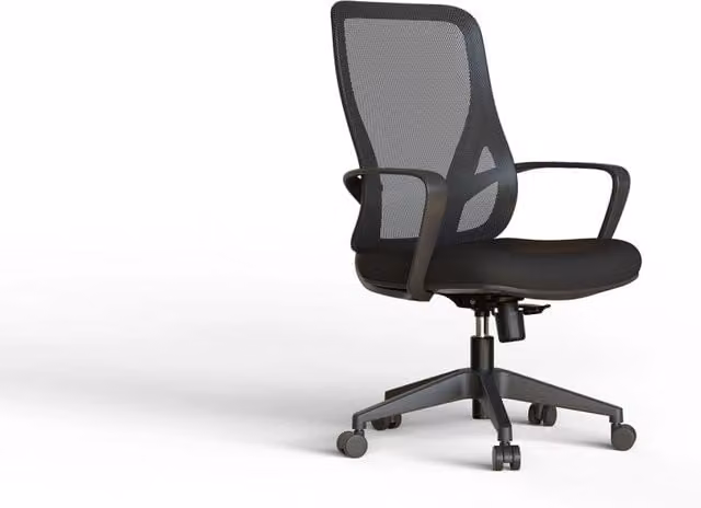 Sedia studio Hispanohogar altezza regolabile in tessuto nero