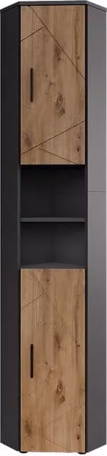 Mobile alto Vicco Irma Antracite e Rovere dorato con 2 ante e ripiani interni H: 192 cm, L: 33 cm