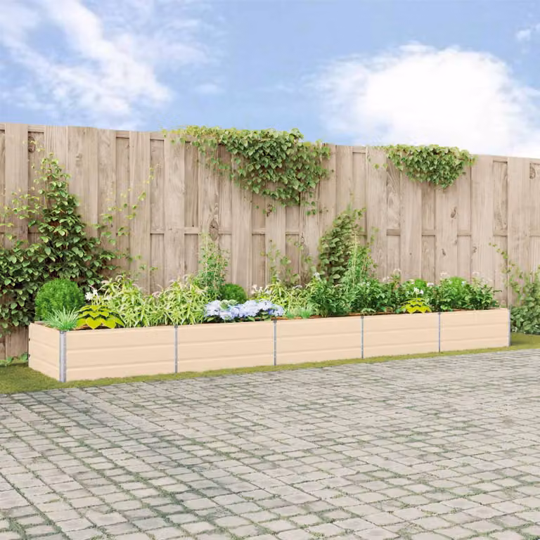 Fioriera vidaXL in acciaio zincato colore bianco/beige L: 480 cm, P: 100 cm, H: 45 cm