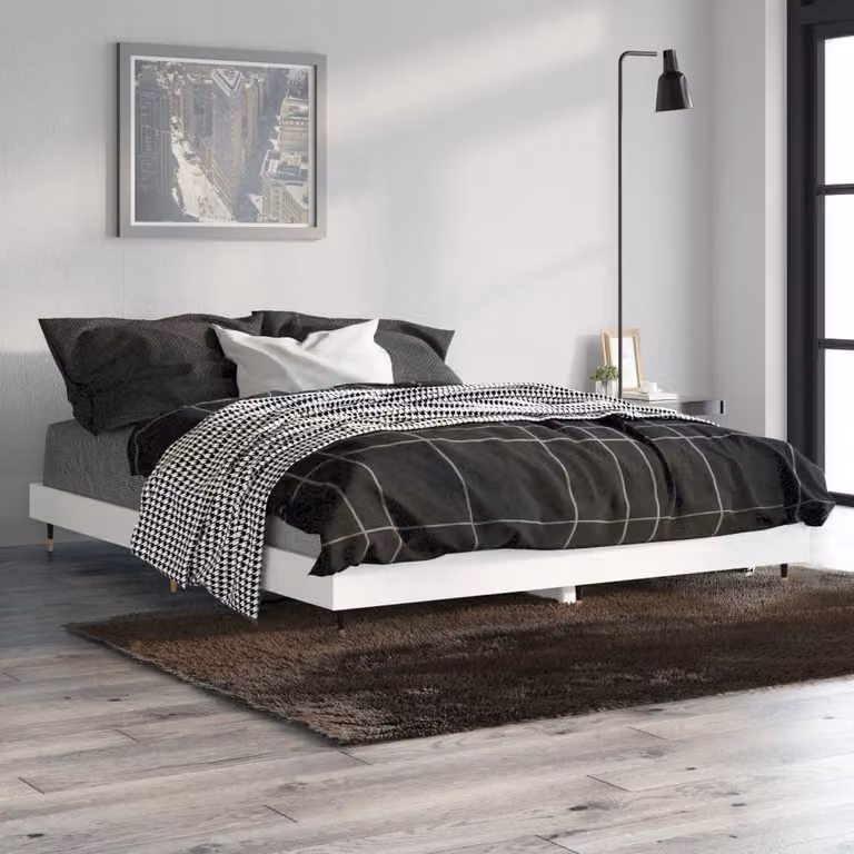 Giroletto vidaXL Bianco in Legno Multistrato e Metallo L: 138 cm, P: 193 cm