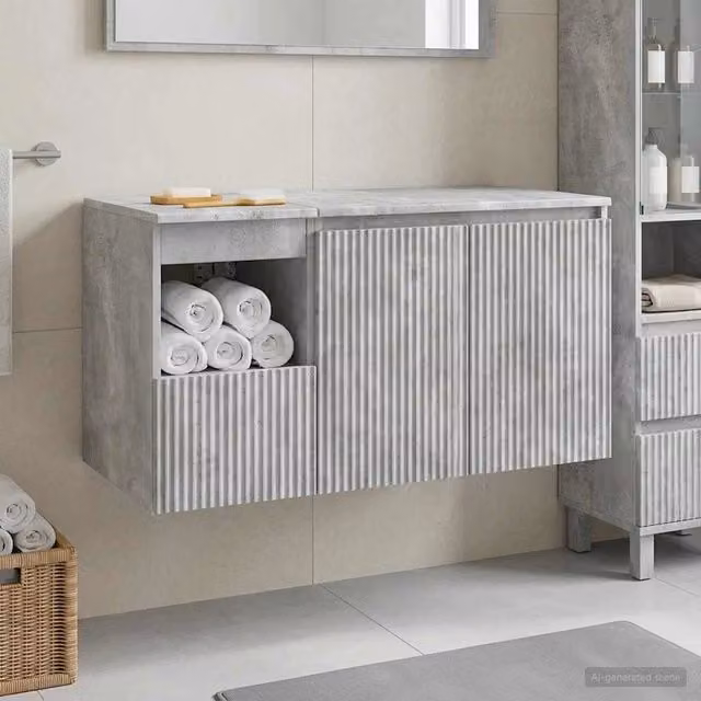 Set di mobili per il bagno 2 pz Grigio Cemento 3404117