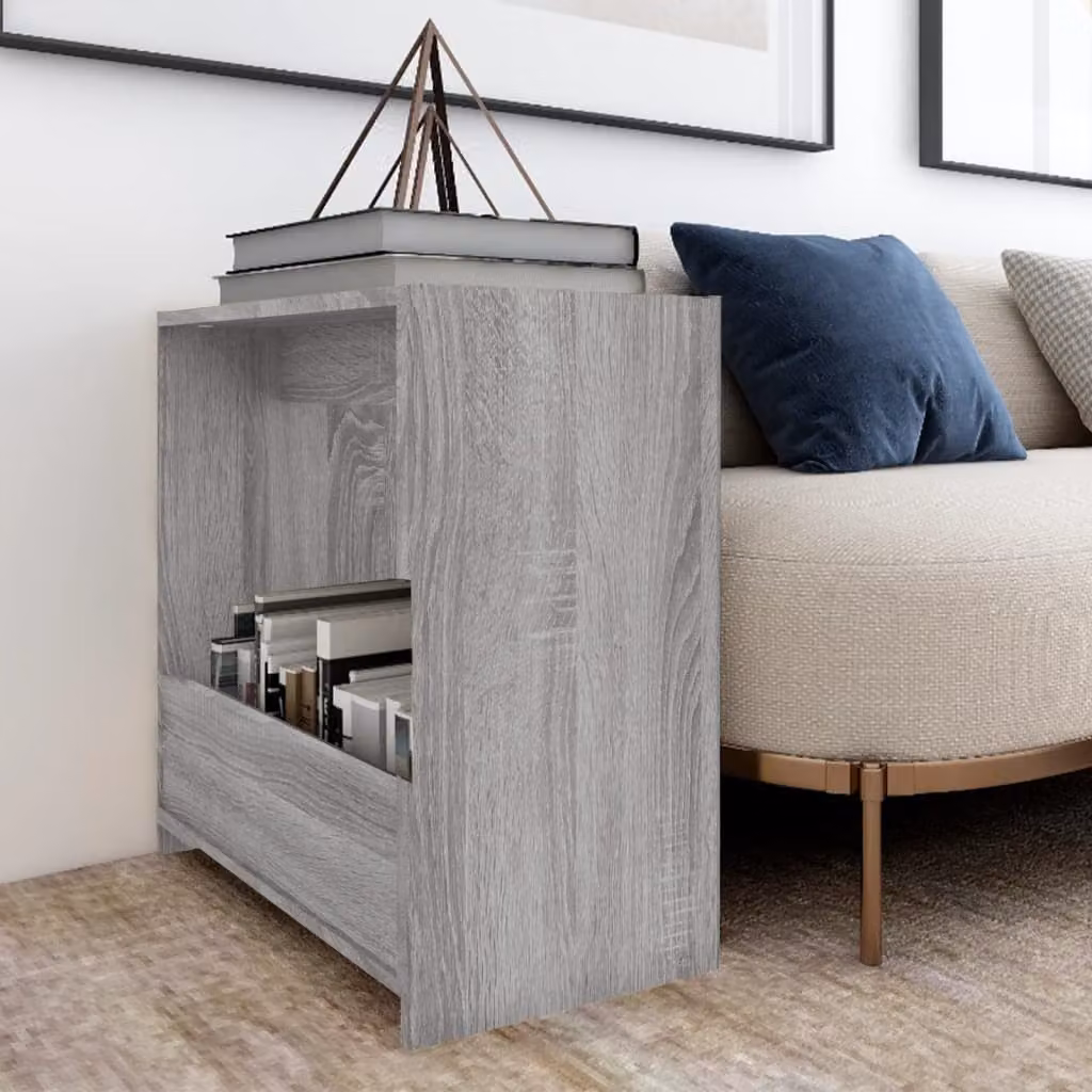 Tavolino vidaXL in legno multistrato e MDF color grigio Sonoma, stile rustico, L: 50 cm, P: 26 cm, H: 50 cm