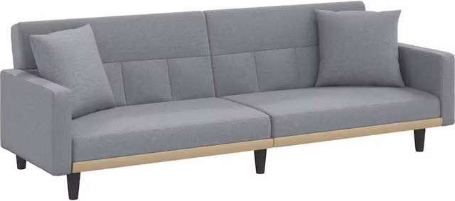 Divano letto | Sof¨¤ letto | Letto singolo con Cuscini Grigio Chiaro in Tessuto