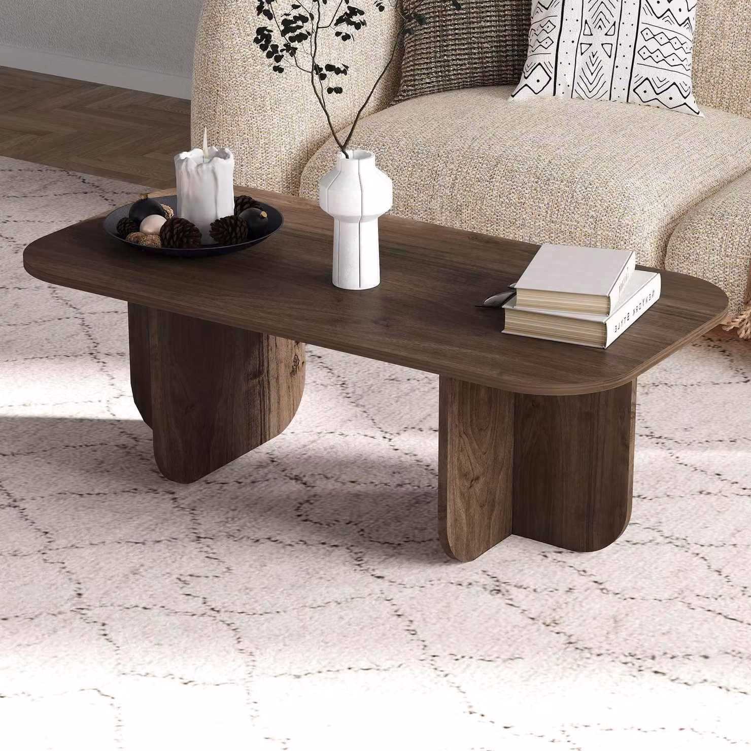 Skye Decor, Becaj - Walnut, tavolino, noce, 100% pannello truciolare rivestito in melamina, 120 x 60 x 41,4 cm